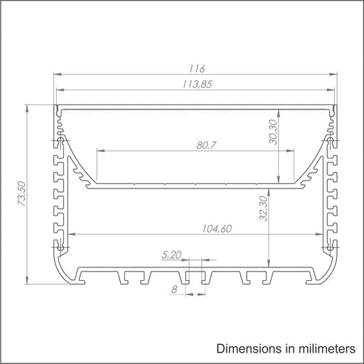 4.45" Surface/Flush or Linear LED suspension Lighting Channel ~ Model PLW116 - Wired4Signs USA - Buy LED lighting online