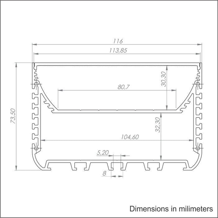 4.45" Surface/Flush or Linear LED suspension Lighting Channel ~ Model PLW116 - Wired4Signs USA - Buy LED lighting online