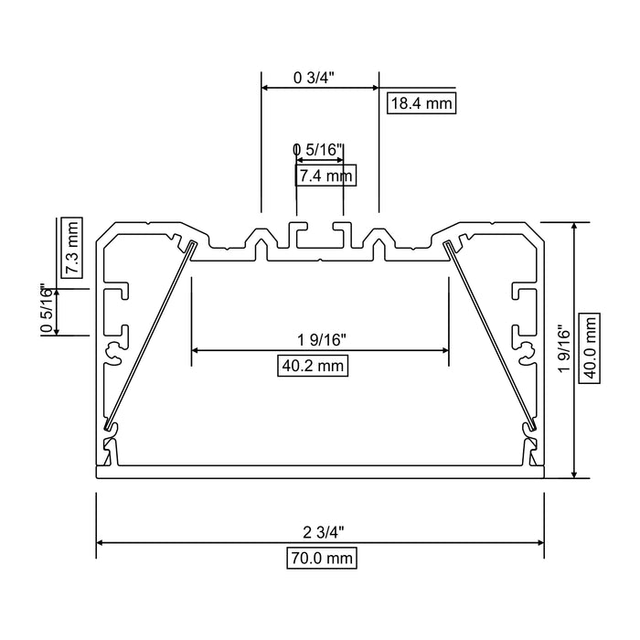 2.76" Large LED Channel ~ Model PLW70FL - Wired4Signs USA - Buy LED lighting online