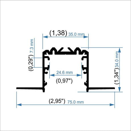 1.38" Plaster-in Trimless Drywall LED Channel ~ Model RPL35US - Wired4Signs USA - Buy LED lighting online