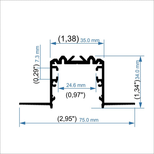 1.38" Plaster-in Trimless Drywall LED Channel ~ Model RPL35US - Wired4Signs USA - Buy LED lighting online