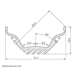 Large 45 Degree Corner LED Channel ~ Model ALU45-Wide For Sale