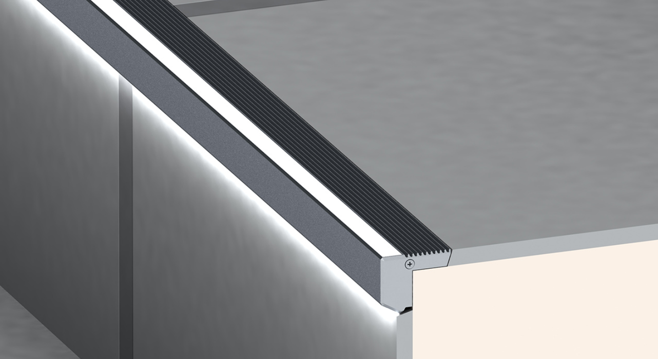 Small LED Stair Nosing Channel ~ Model Alu-Stair Nano - Wired4Signs USA - Buy LED lighting online