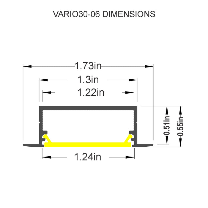 1.3" Shallow-Section Recessed LED Channel ~ Model Vario30-06 - Wired4Signs USA - Buy LED lighting online