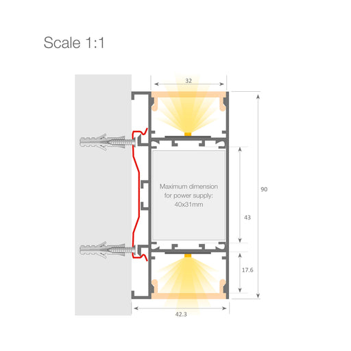 Up & Down Wall Feature Lighting LED Profile ~ Model Washington - Wired4Signs USA - Buy LED lighting online