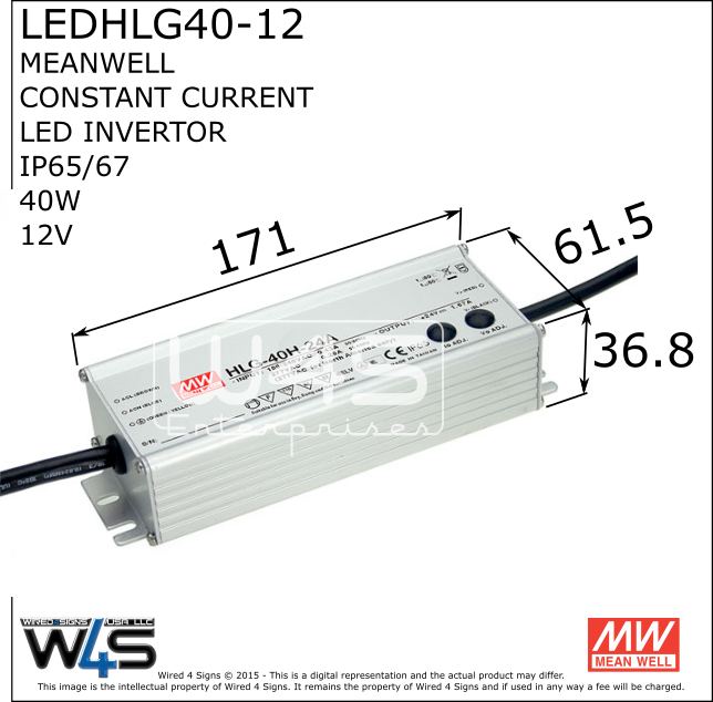 Meanwell HLG Series Indoor / Outdoor LED Driver ~ 7 year warranty - Wired4Signs USA - Buy LED lighting online