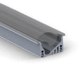 The LED Strip Vaulted Ceiling Light Channel ~ Model Alu-Asymmetric features a frosted, rounded diffuser cover to house and protect LED strip lights, shown on a plain white background.