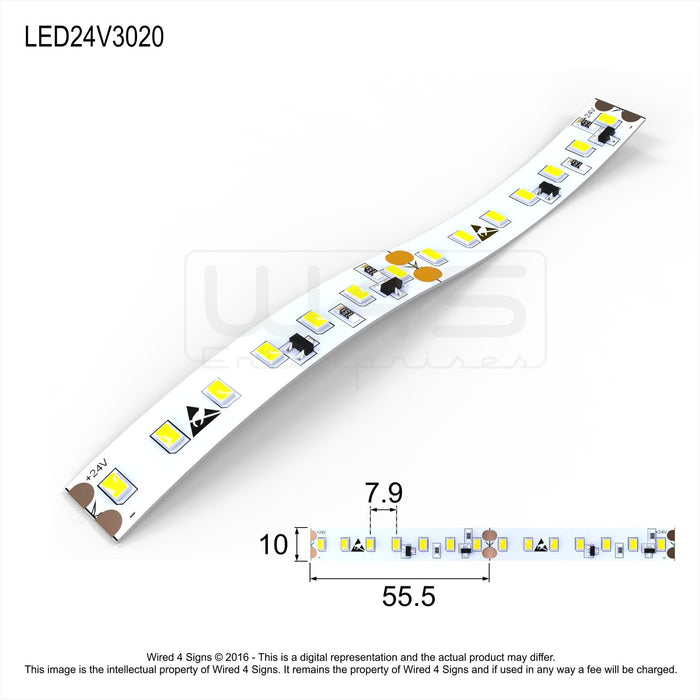 2200 Lumen High CRI LED Strip 22w/m 24v IP20 3020 chip - Wired4Signs USA - Buy LED lighting online