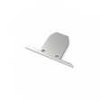 The Aluminum End Cap for Ginebra Profile is a silver, anodized aluminum piece with two holes and a horizontal flange at the base, designed for Ginebra lighting fixtures. Shown on a white background, it serves as an end cap component.