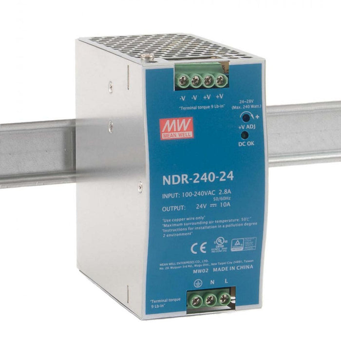 24V DC DIN Rail Power Supply ~ Meanwell NDR Series - Wired4Signs USA - Buy LED lighting online