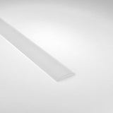 A semi-transparent Diffuser for Ricardo Profile made of polycarbonate rests diagonally on a light gray surface. Tapered at the back, it casts a subtle shadow while showcasing its curved design.