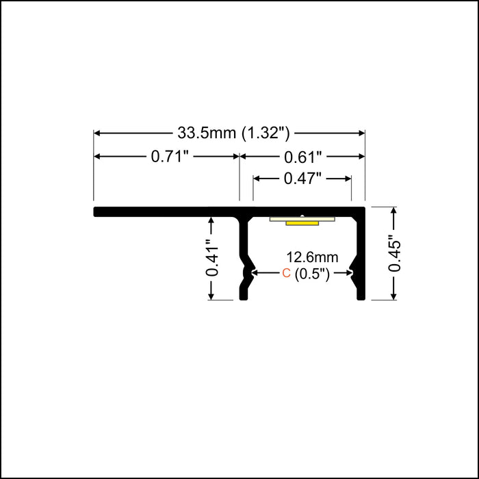 Led Tile Channel Tile Edge LED Strip Light Channel Uni-Tile12 180 Degree For Sale