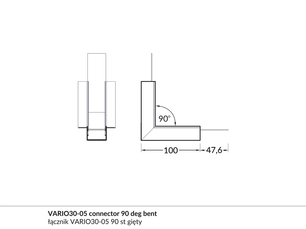 90 Degree Perpendicular Connector for Vario30-05 Profile - Wired4Signs USA - Buy LED lighting online