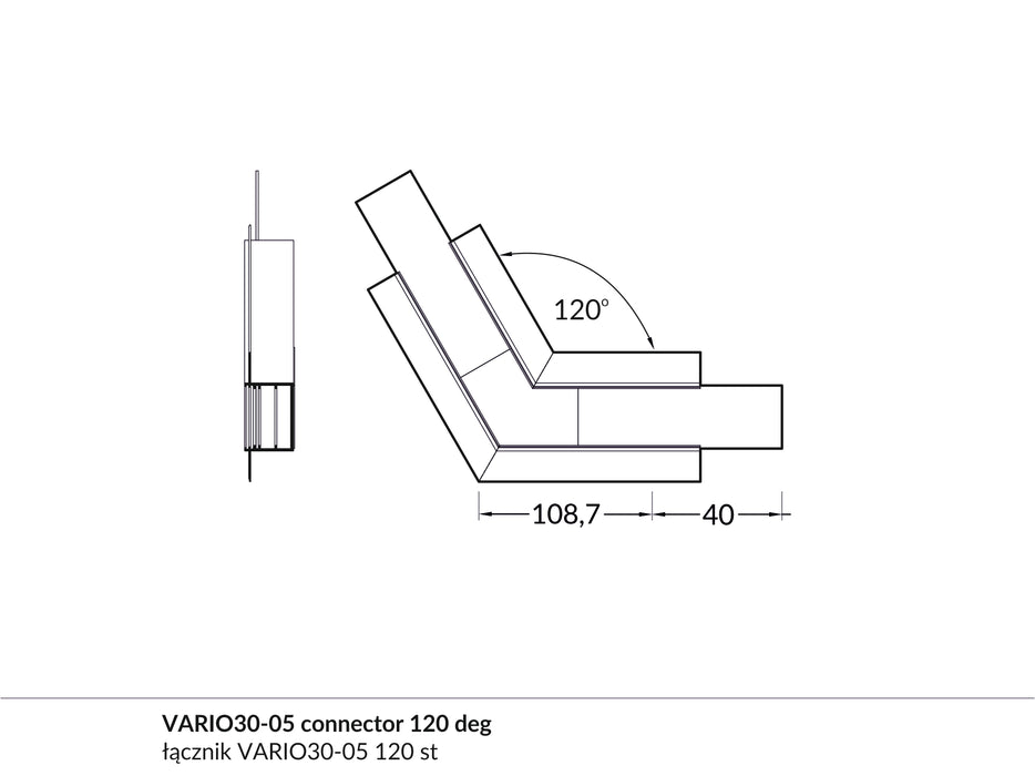 120 Degree Corner Connector for Vario30-05 Profile - Wired4Signs USA - Buy LED lighting online