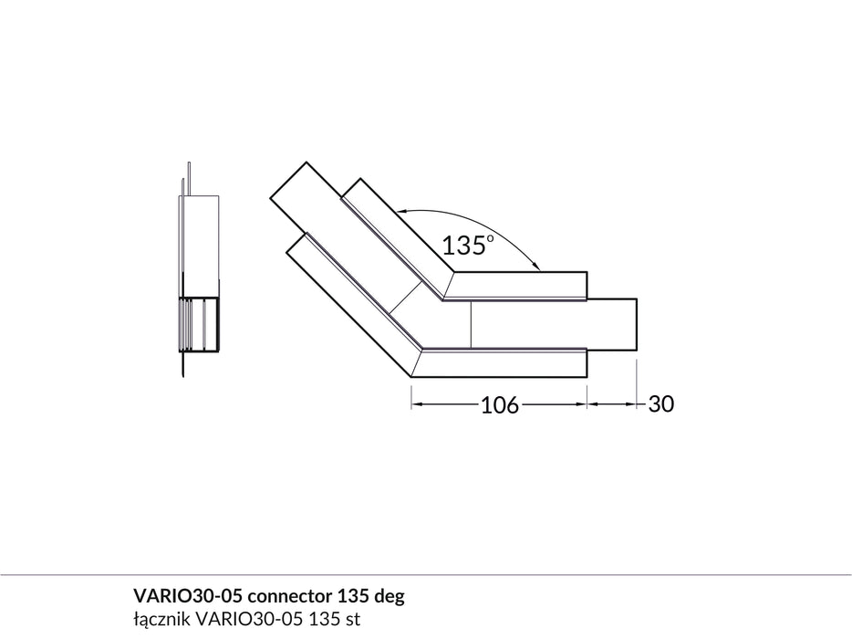 135 Degree Corner Connector for Vario30-05 Profile - Wired4Signs USA - Buy LED lighting online