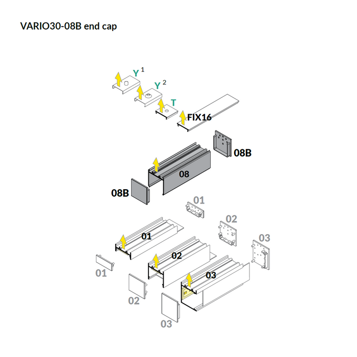 End Cap for Vario30-08 Profile in Surface-Mounted Applications - Wired4Signs USA - Buy LED lighting online
