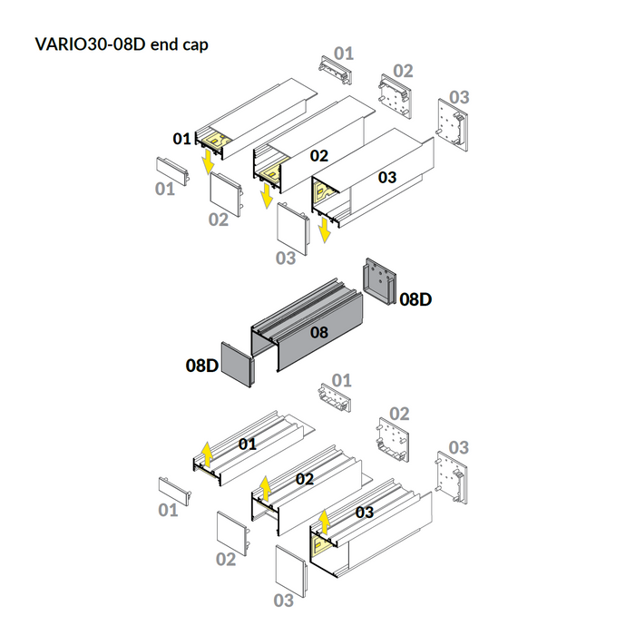 End Cap for Vario30-08 Profile in Double-Sided Applications - Wired4Signs USA - Buy LED lighting online